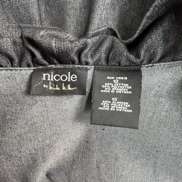 Nicole By Nicole Miller Womens Gray Ruffle Jacket Size 12 Stretch Open Front - Picture 3 of 7